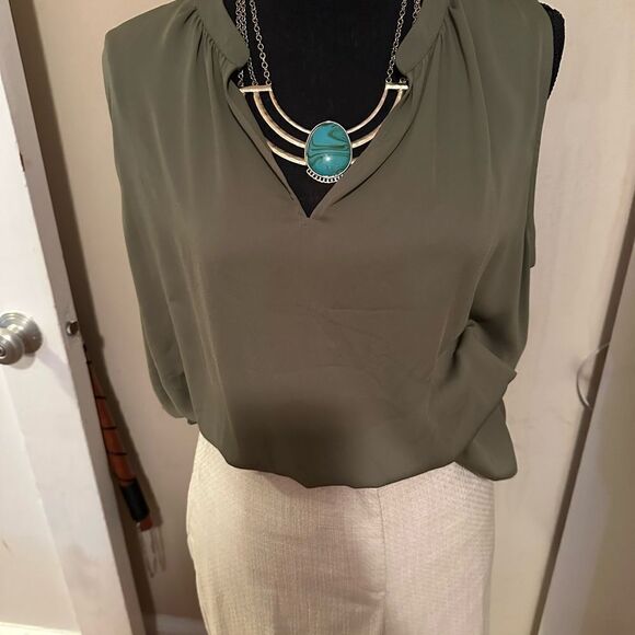 Vintage Gold and turquoise triple bar “cleopatra” necklace , lobster clasp - Picture 3 of 8